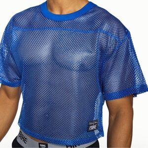 Blue Mesh Bike Low Crop Top